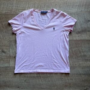 Ralph Lauren Light Pink V-Neck Short Sleeve Tee